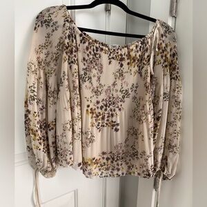 Wilfred Floral Off-Shoulder Pleated Blouse in Cream and Yellow